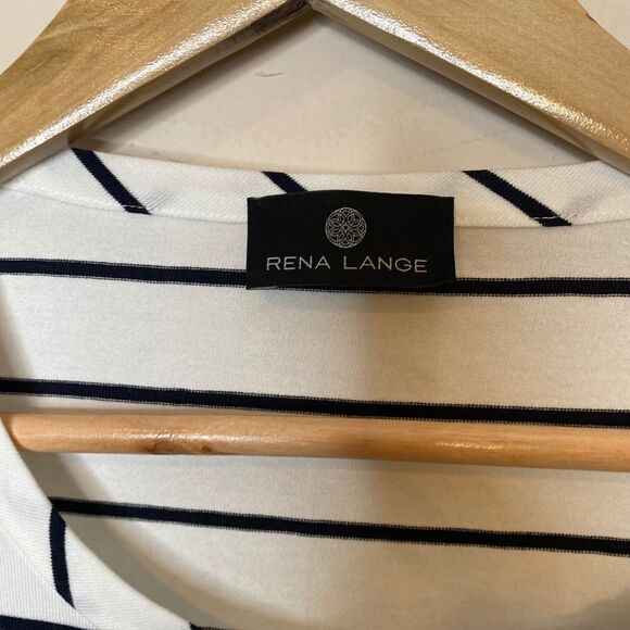 Rena Lange Striped Front Pocket Short Sleeve Top - Picture 3 of 5